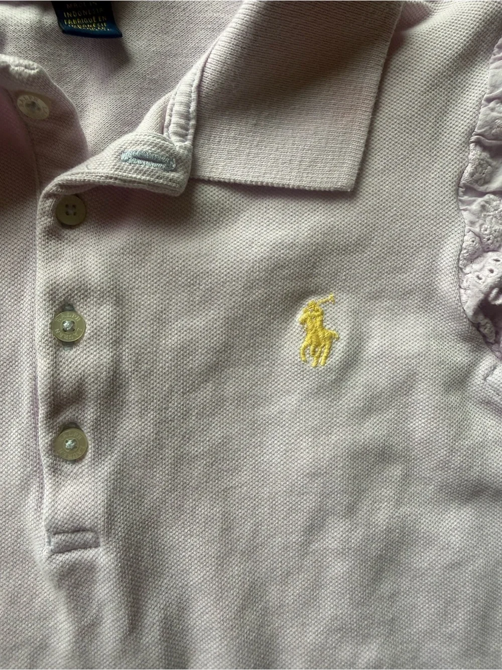 Ralph Lauren Lavender Eyelet-Sleeve Polo